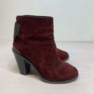 Ladies rag & bone Kerr Back-Tab Boots 40 / 10 Maroon Suede Leather Booties